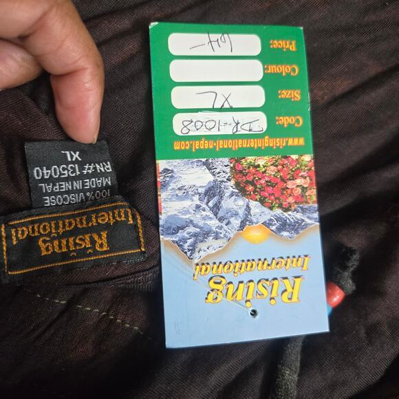 NEW Rising International Boho Handmade Tie Dye Embroidered Maxi Dress XL Nepal - Picture 9 of 12